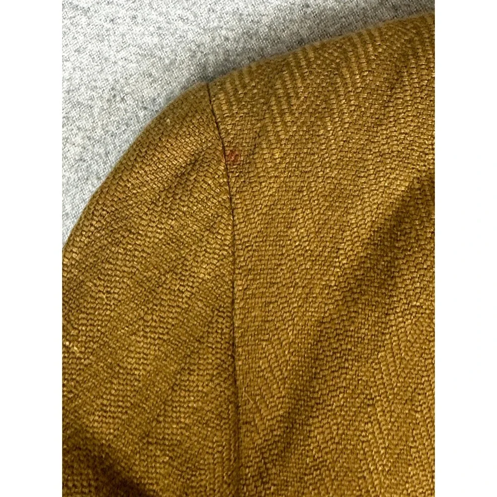 VTG Territory Ahead Linen Silk Blazer Mens Large Brown Herringbone Sport Coat